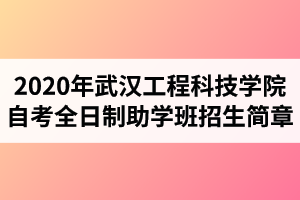 2020年武汉工程科技学院自考全日制助学班招生简章