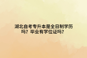 湖北自考专升本是全日制学历吗？毕业有学位证吗？