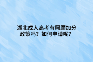 湖北成人高考有照顾加分政策吗？如何申请呢？