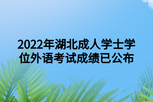 2022年湖北成人学士学位外语考试成绩已公布